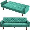 Linen Upholstered Futon Sofa Bed 74" Tufted 3 Seater Beige J17853