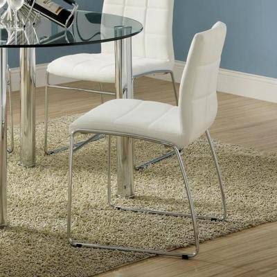 White Leatherette Side Chair Set of 2 U6253