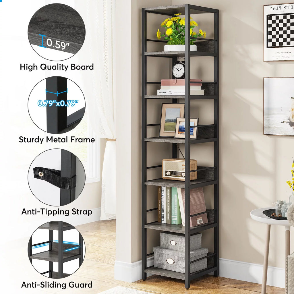 75" 6 Tier Narrow Bookshelf J342046