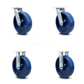 Solid Polyurethane Swivel Top Plate Caster with 8" x 2" Blue Wheel and Top Lock Brake T719386
