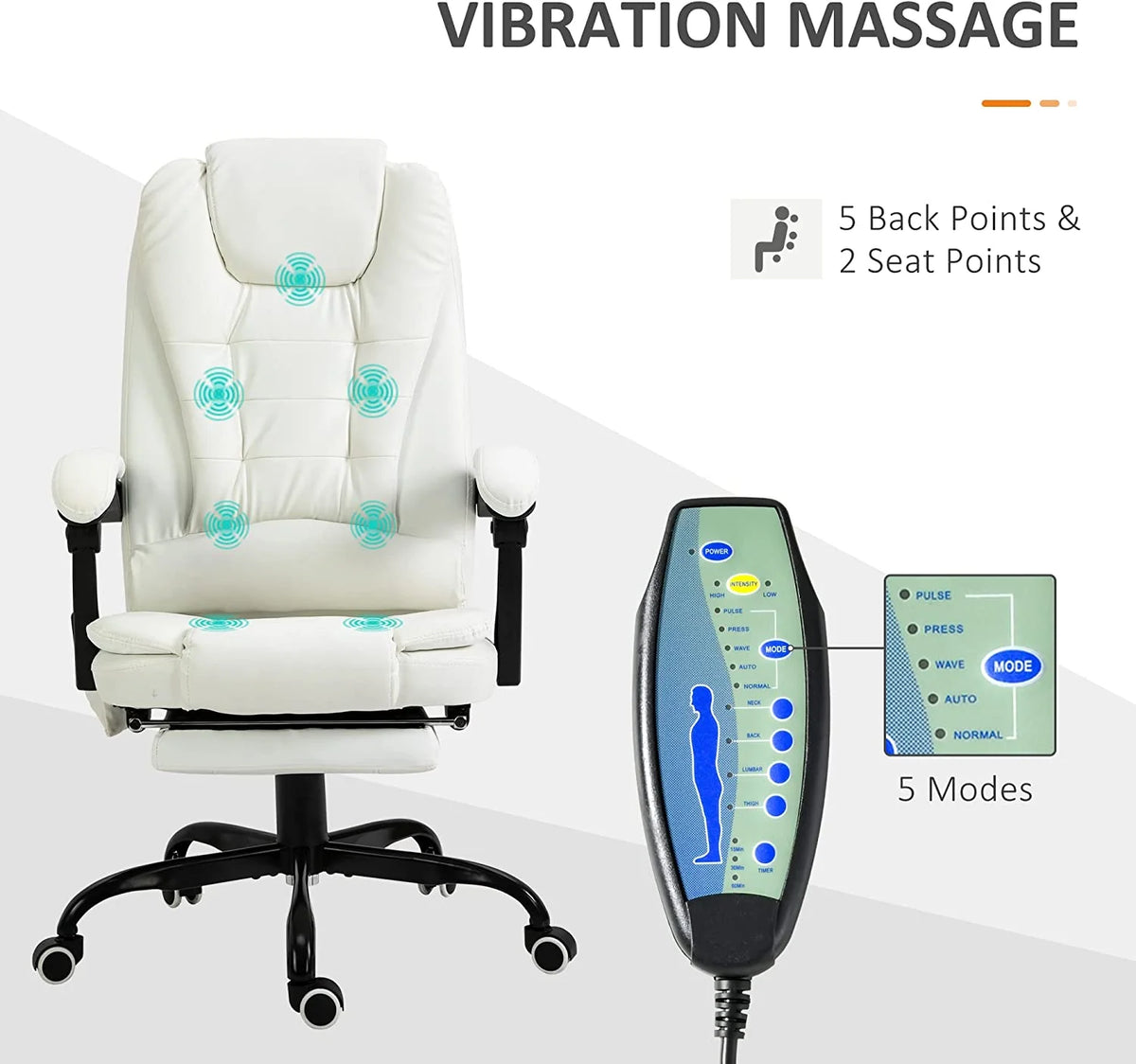Vibrating Massage Office Chair with Footrest and Lumbar Support N882292