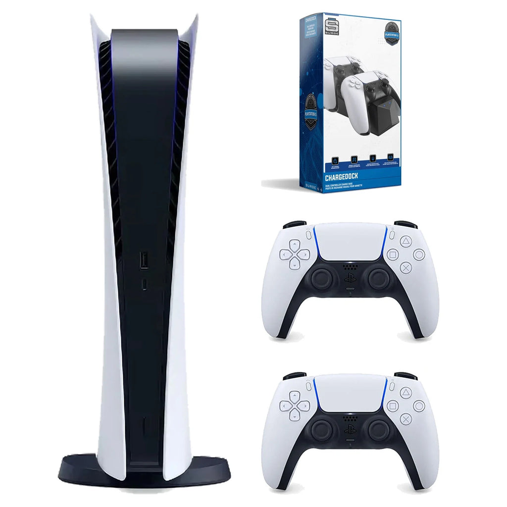 Playstation 5 Digital Edition Console with White Controller and Controller Charge Dock O8348