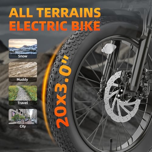 20" 1200W Fat Tire Electric Bike 7 Speed 48V Removable Battery V16988
