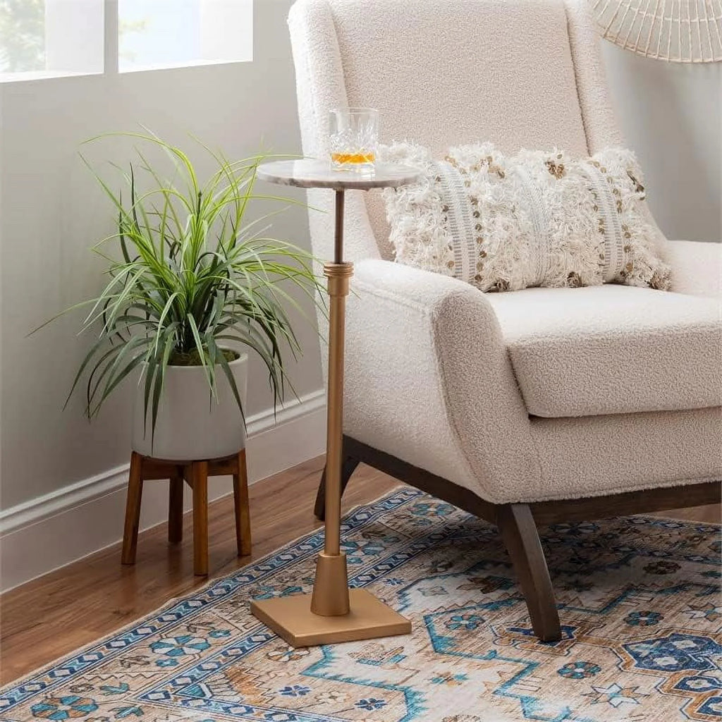 Adjustable Metal And Marble Drink Table T37346