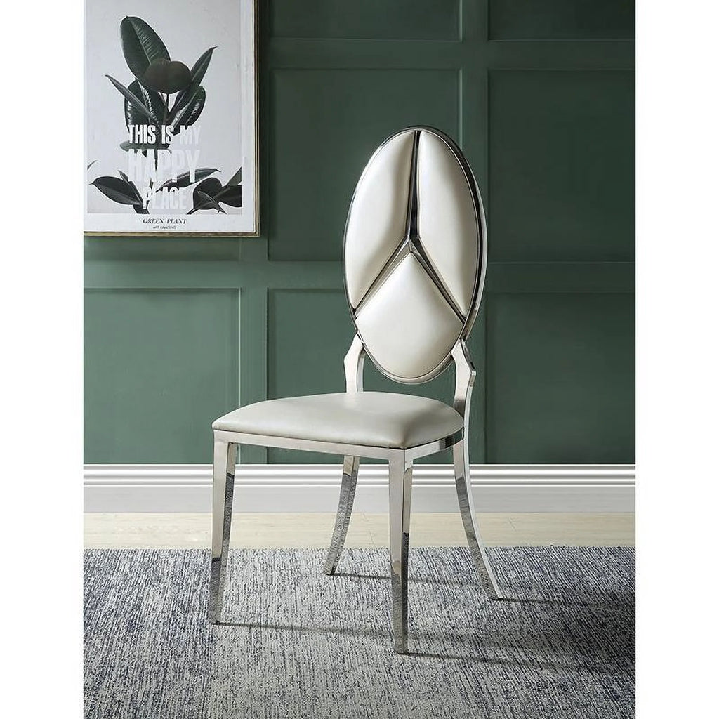 Beige Faux Leather Side Chair Set of 2 W200