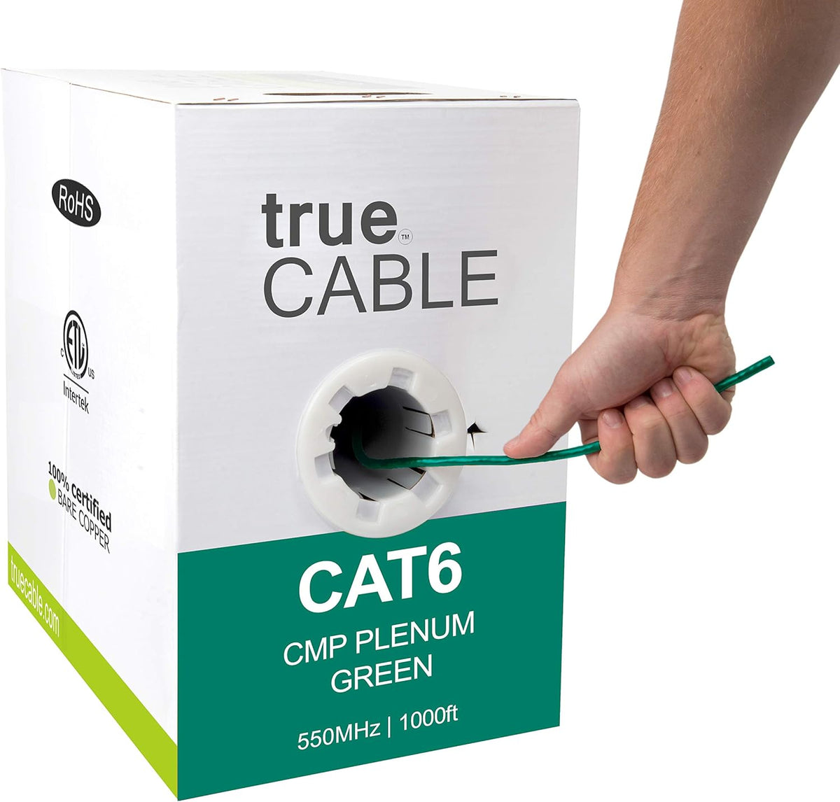 Cat6 Plenum 1000ft Blue 23AWG 4 Pair Solid Bare Copper 550MHz UTP Bulk Ethernet Cable G50896