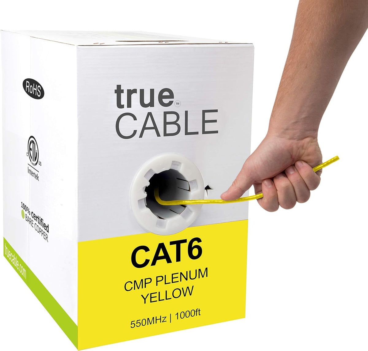 Cat6 Plenum 1000ft Blue 23AWG 4 Pair Solid Bare Copper 550MHz UTP Bulk Ethernet Cable G50896