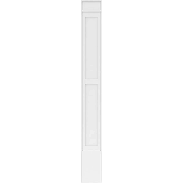 10x22W x 90x22H x 2x22P Two Equal Flat Panel PVC Pilaster with Decorative Capital & Base (Pair) Y244