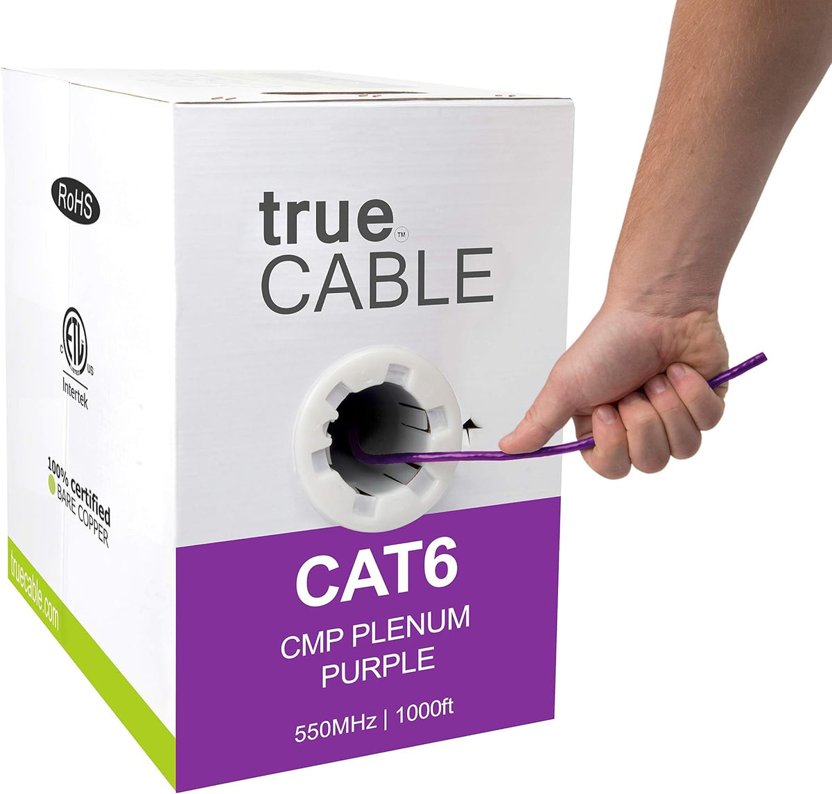Cat6 Plenum 1000ft Blue 23AWG 4 Pair Solid Bare Copper 550MHz UTP Bulk Ethernet Cable G50896