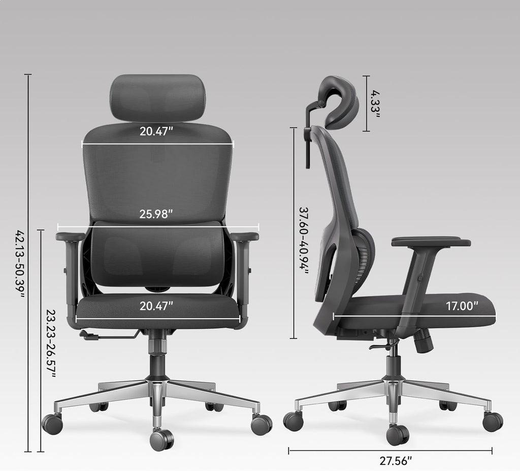 Black Ergonomic Swivel Office Chair with Adjustable Armrest and Headrest C9313