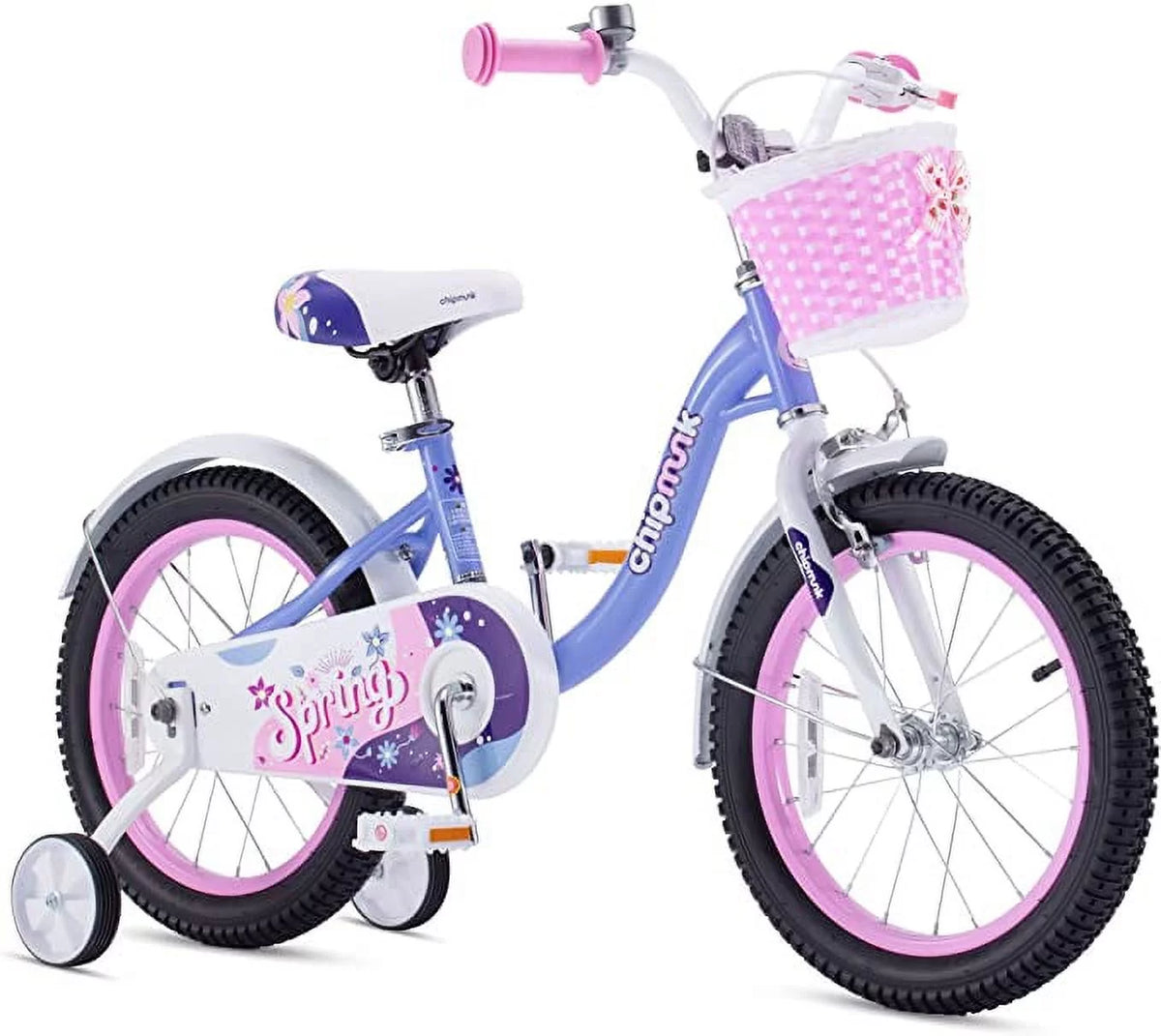 Pink 18 Inch Kids Bike with Basket S762
