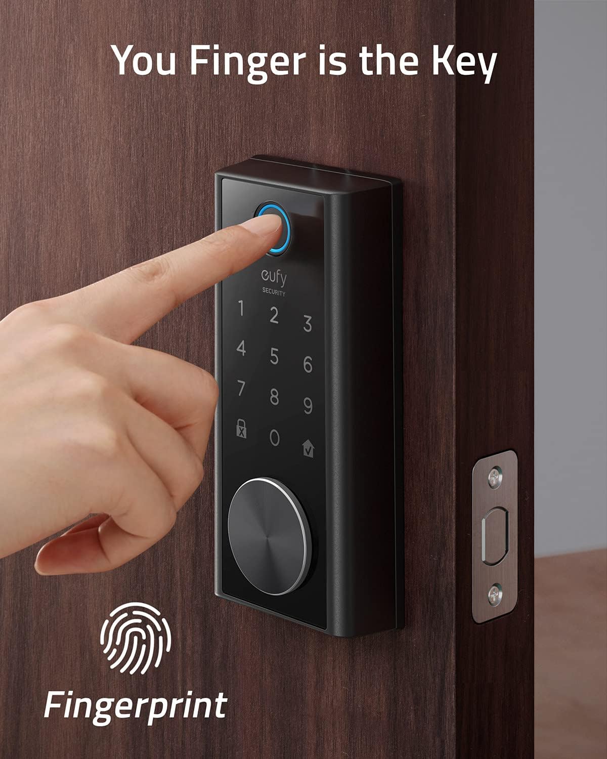 Smart Lock with Fingerprint Scanner and Touchscreen Keypad F976