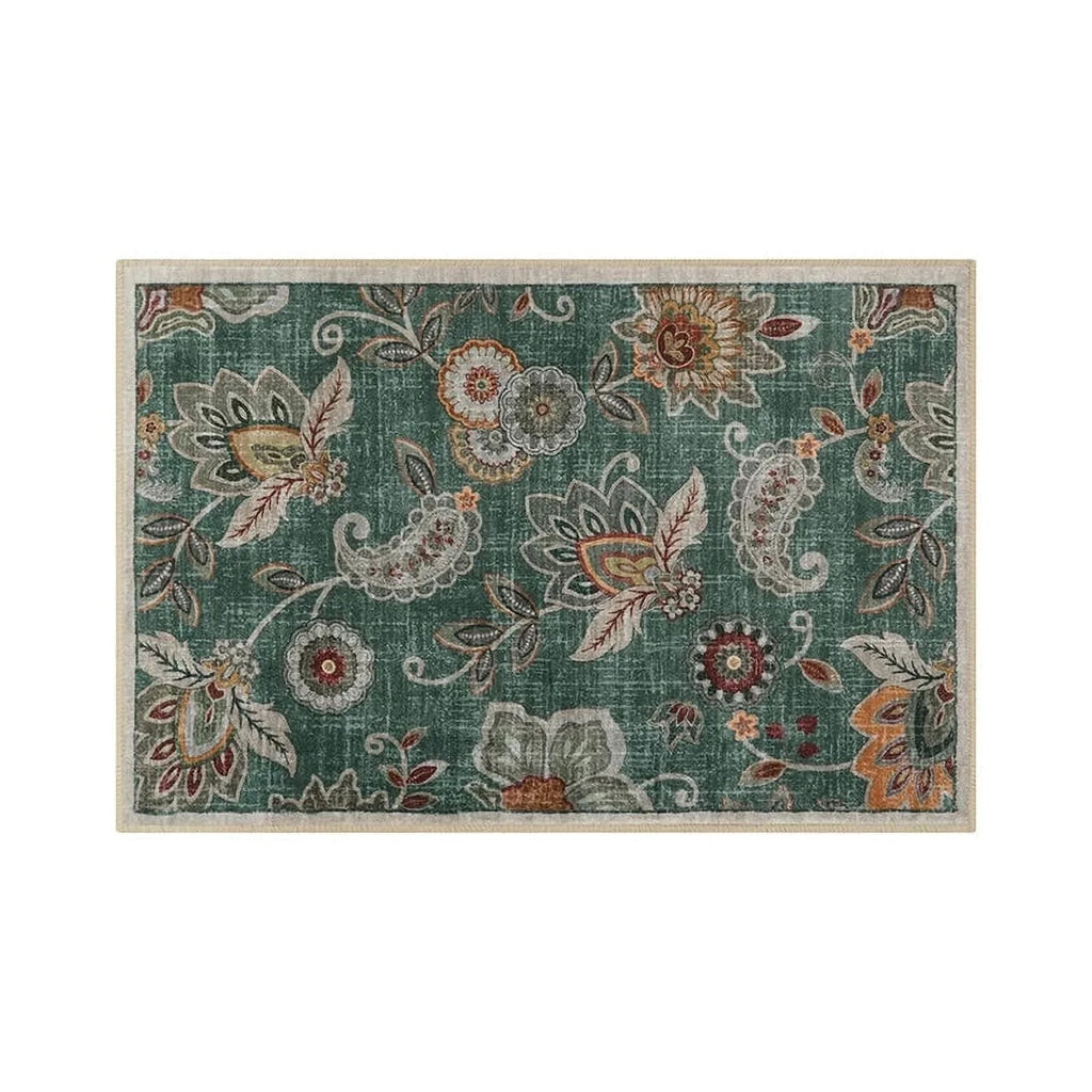 Vintage Flower Area Rug Machine Washable R96612