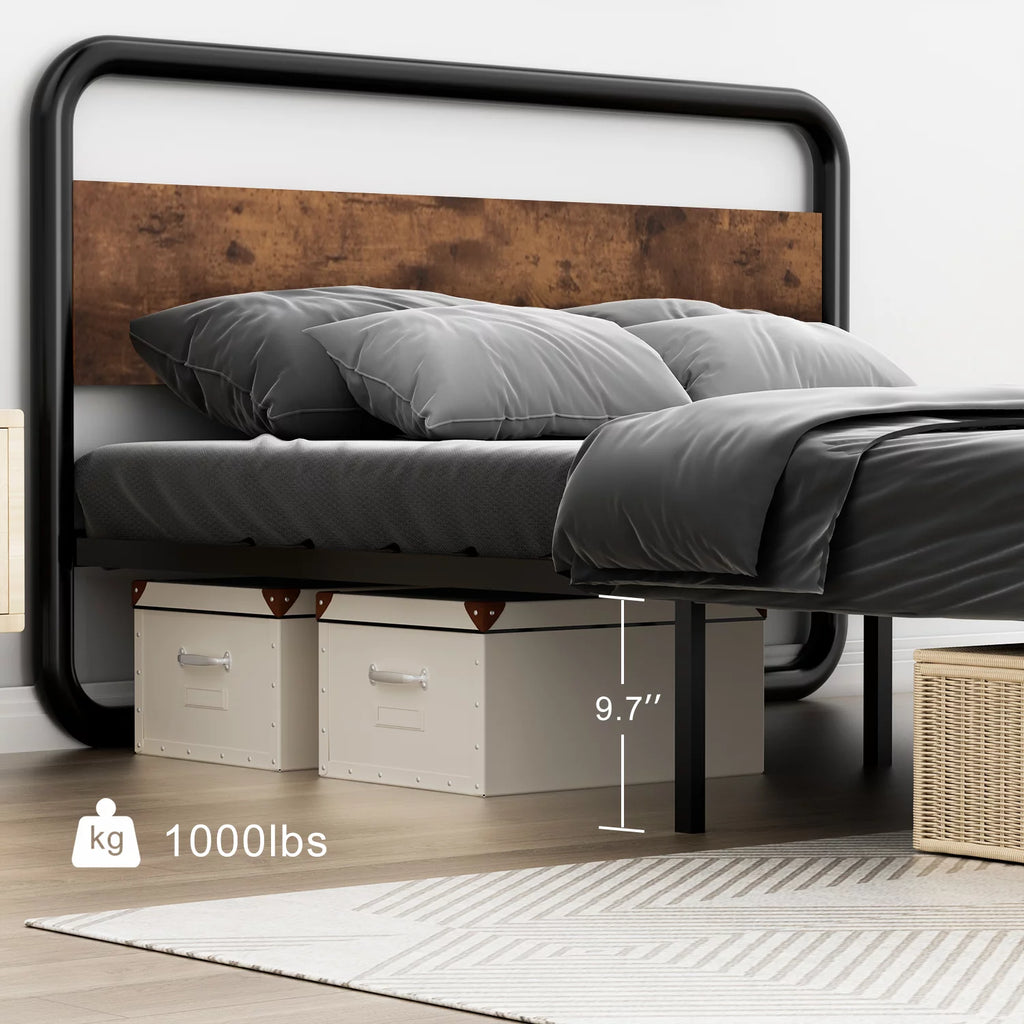 King Size LED Headboard Metal Platform Bed Frame B8530