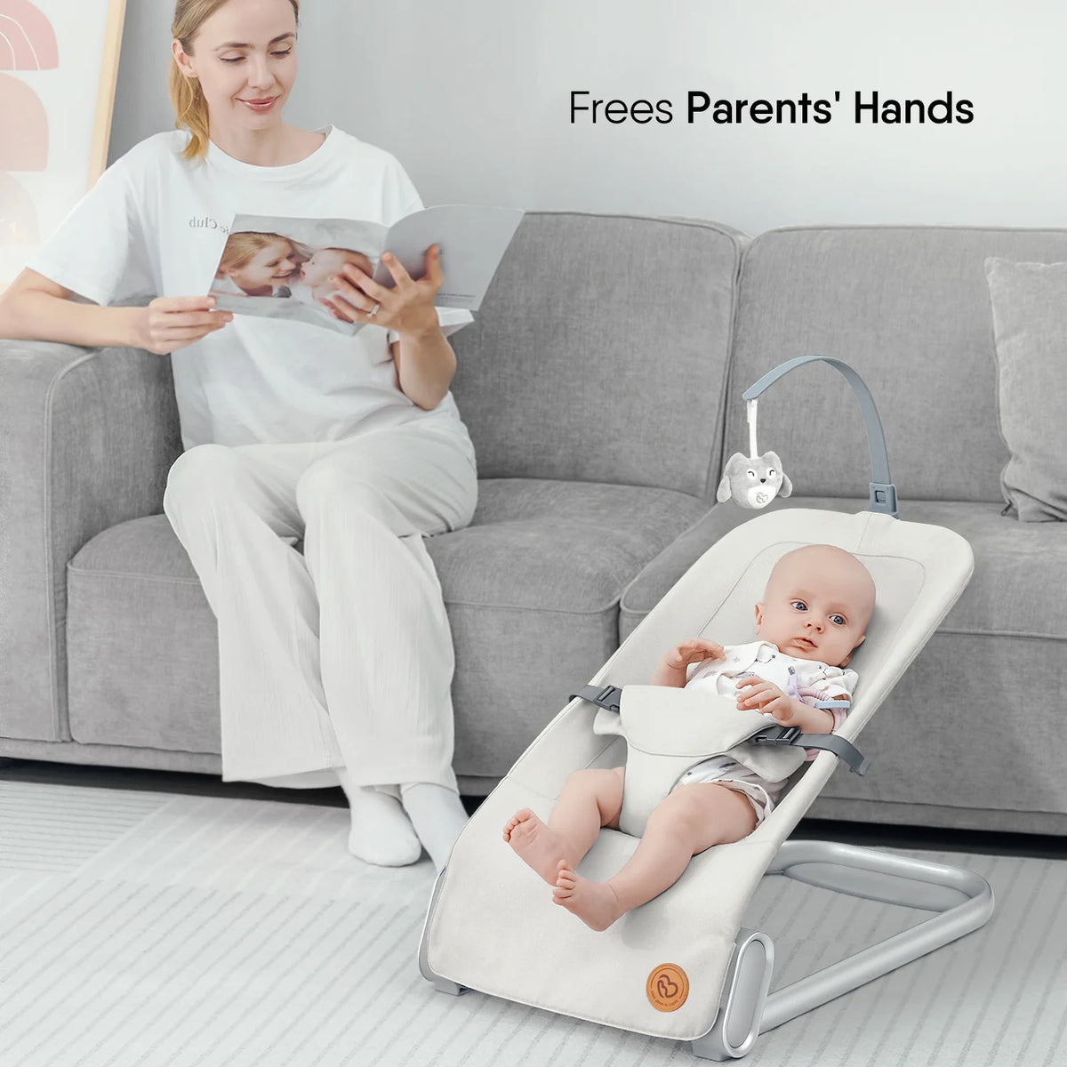 Beige Portable Baby Bouncer Seat S844