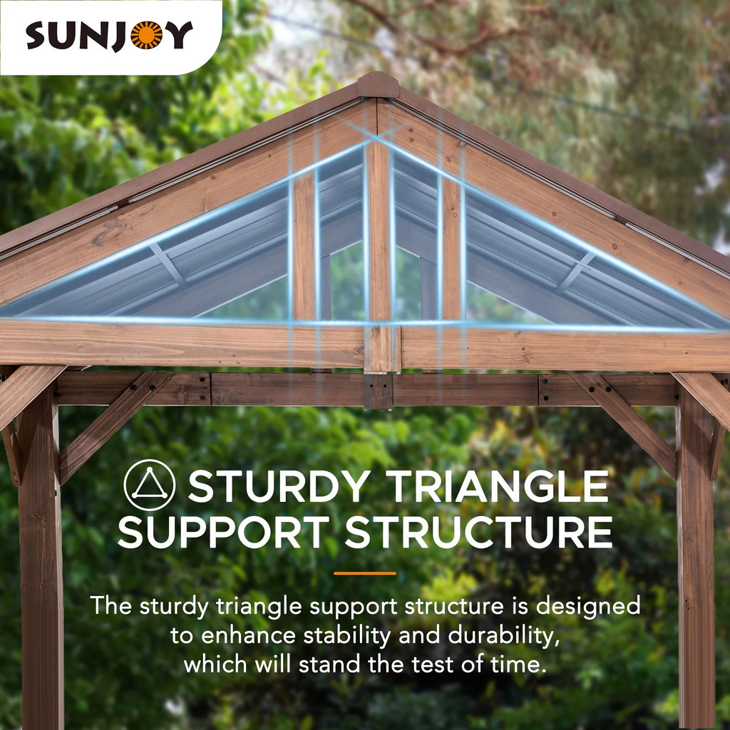 9 ft. x 6 ft. Cedar Wood Hardtop Grill Gazebo D983589