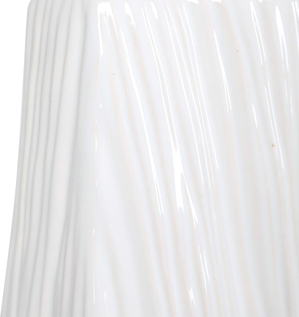 1 Light Table Lamp Gloss White Brushed Nickel Gray Linen Shade E97947