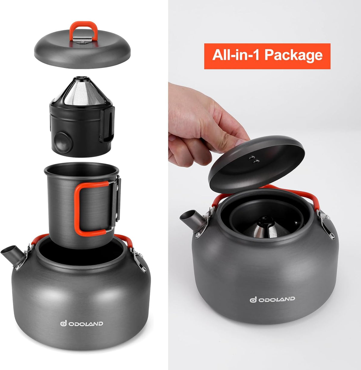 1.2L Camping Coffee Pot with Mug and Coffee Filter U32661
