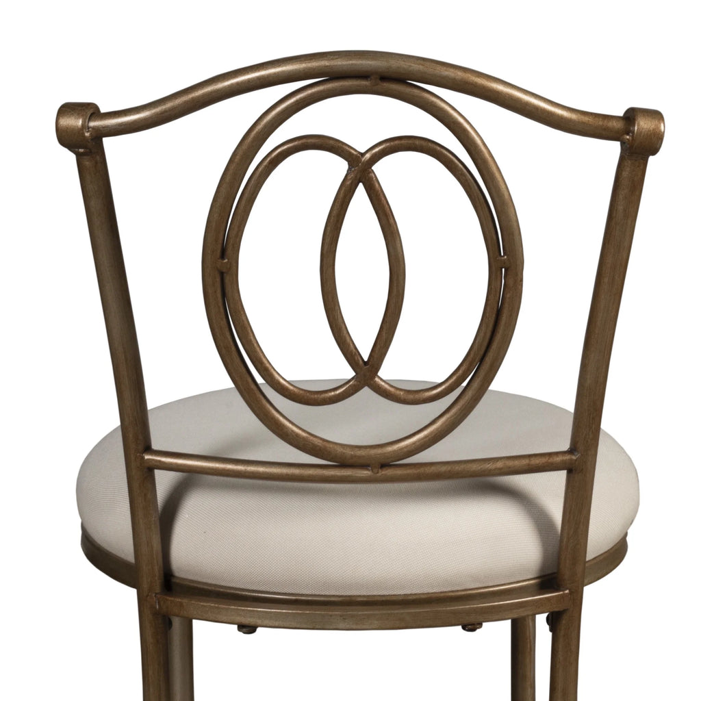 Golden Bronze Upholstered Metal Vanity Stool O627