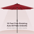 10' Outdoor Market Patio Table Umbrella with Auto Tilt and 360° Swivel, Sunbrella Canopy, Cherry M29652
