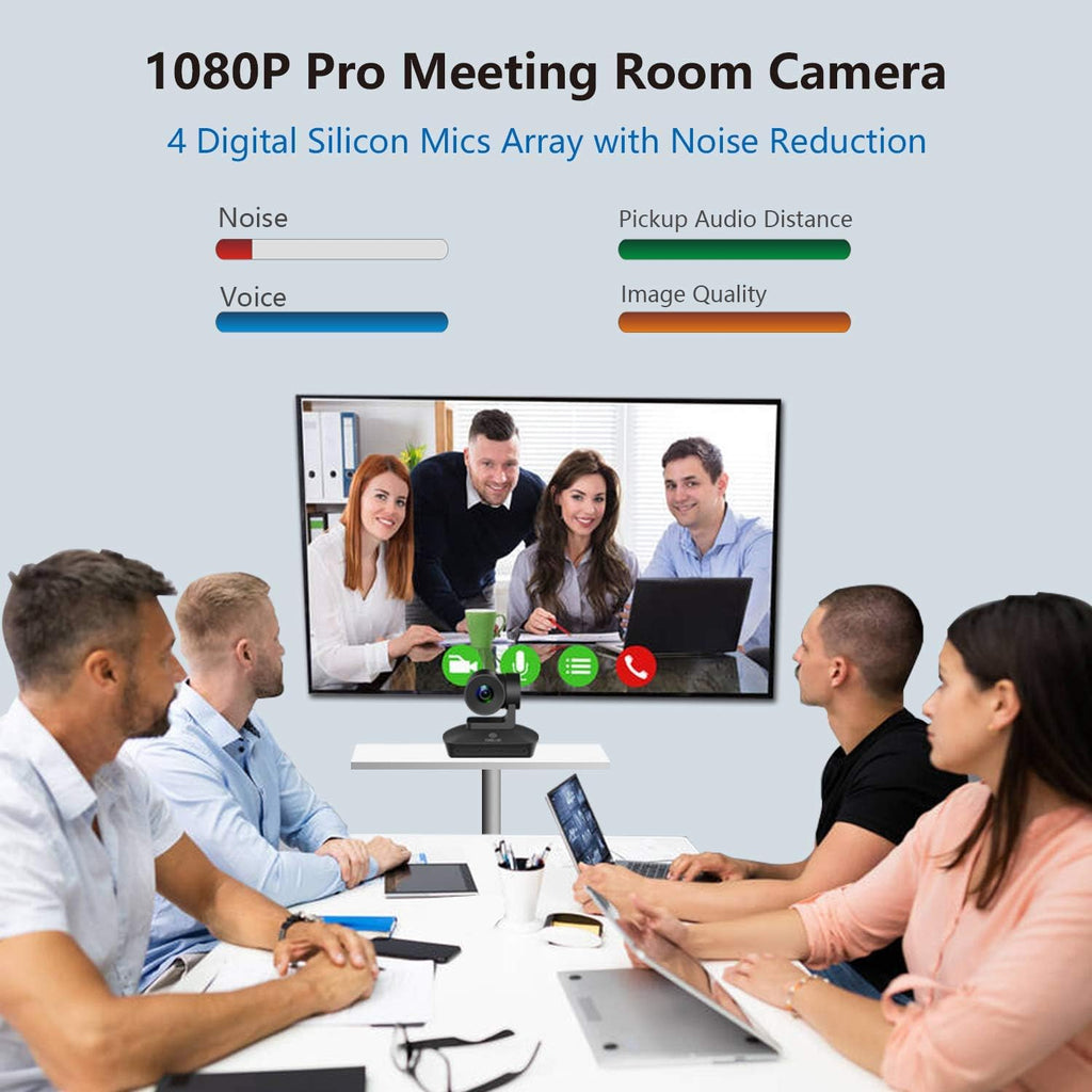 1080P PTZ Conference Room Camera with 4 Microphones Array, 10X Optical Zoom USB Webcam N7991