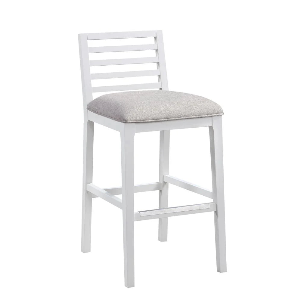 White Solid Wood Gray Fabric Bar Stool H985568