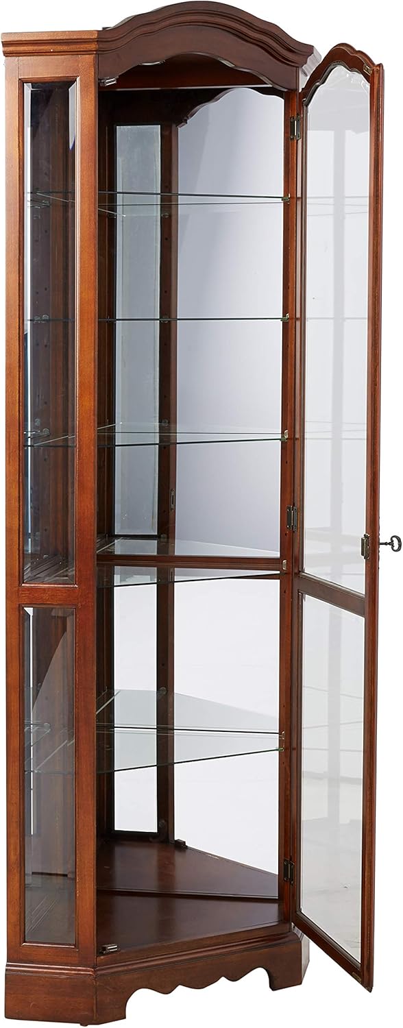 Medium Brown Corner Curio Cabinet X936