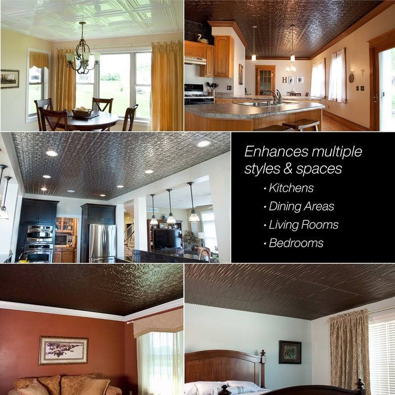 Bermuda Bronze 2ft x 4ft Glue Up Vinyl Ceiling Tile (5 Pack) E16761