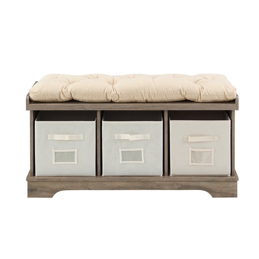 Grey Wash Tufted Storage Bench A9469