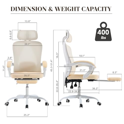 Ergonomic Office Chair with Footrest, Mesh, Adjustable Lumbar Support Z7236