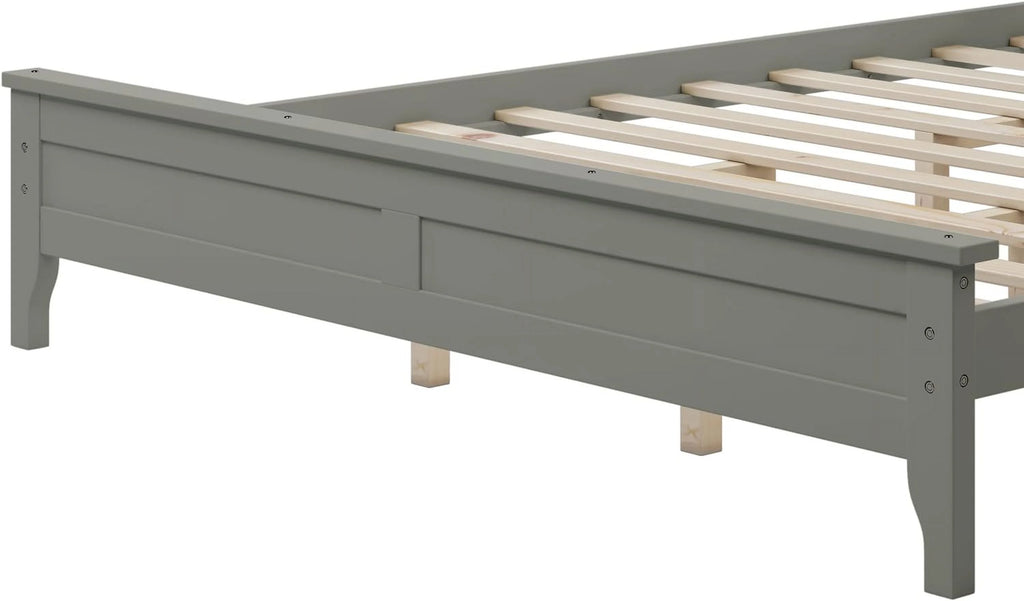 Queen Size Gray Wood Platform Bed Frame with Headboard S4244