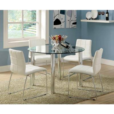 White Leatherette Side Chair Set of 2 U6253