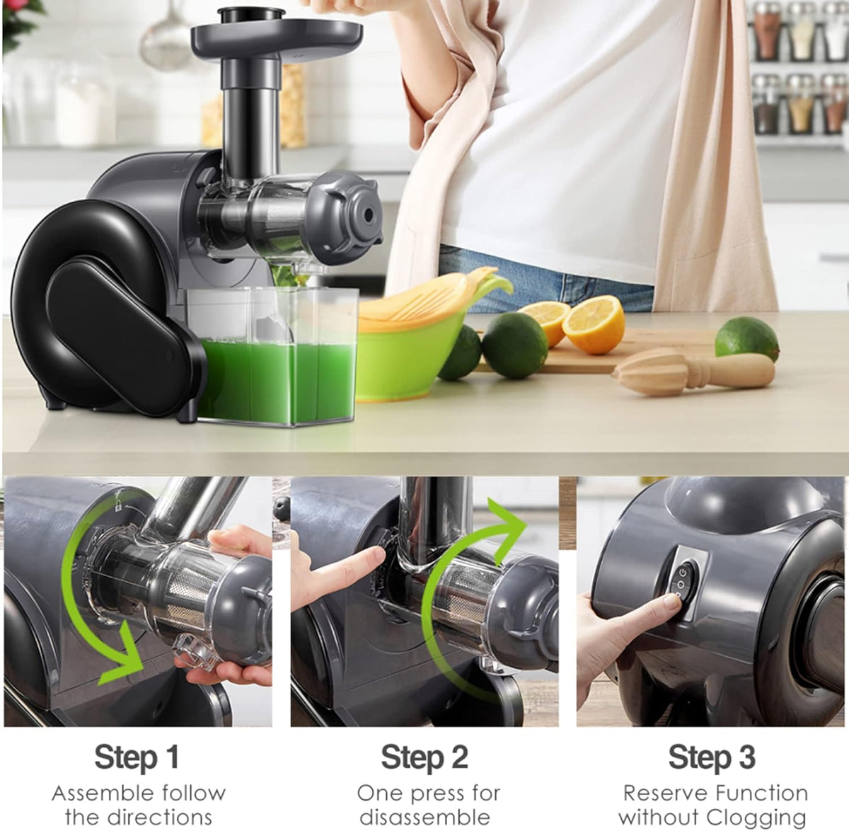 Slow Juicer Masticating Juicer with 2 Filter P203