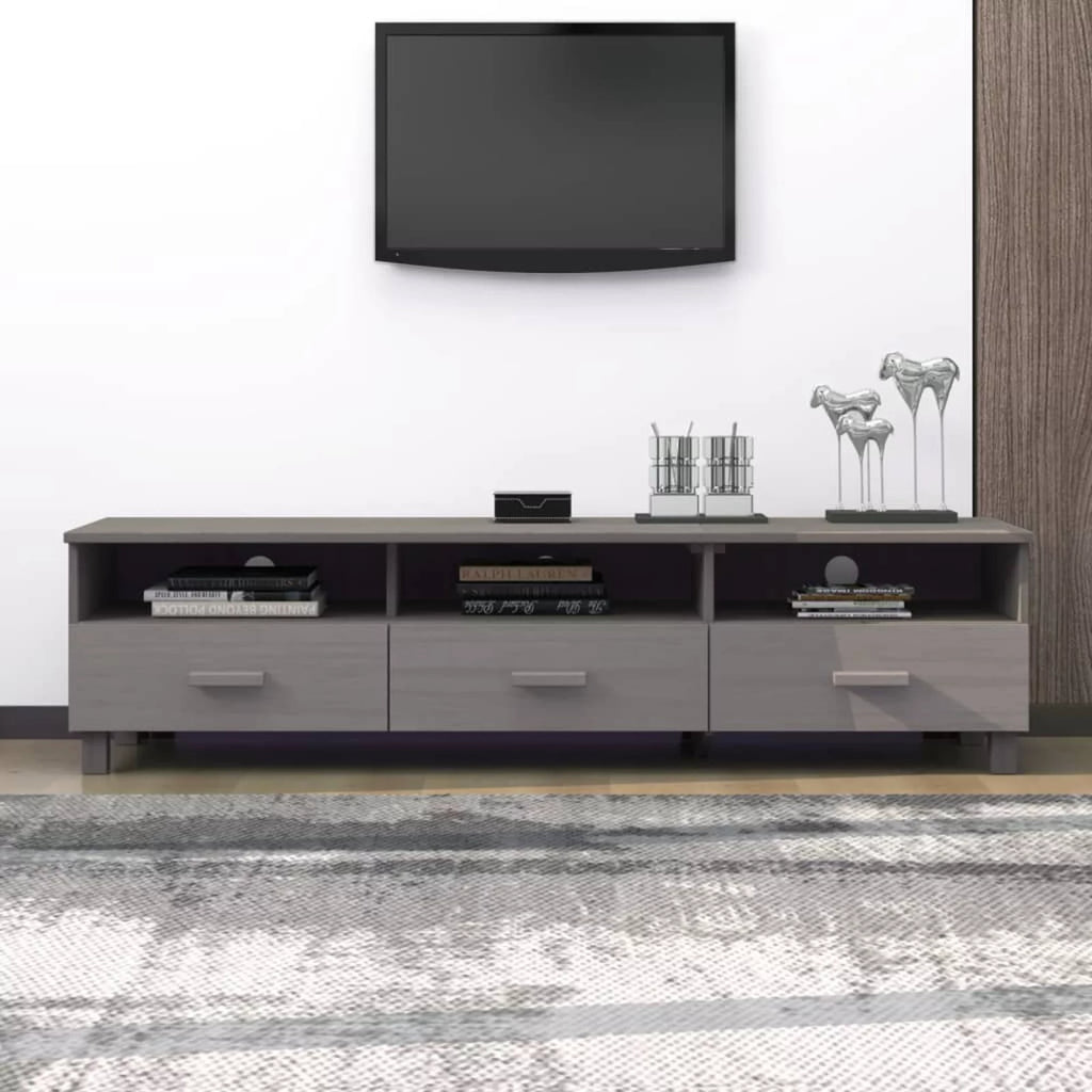 Light Gray Solid Wood Pine TV Stand J724