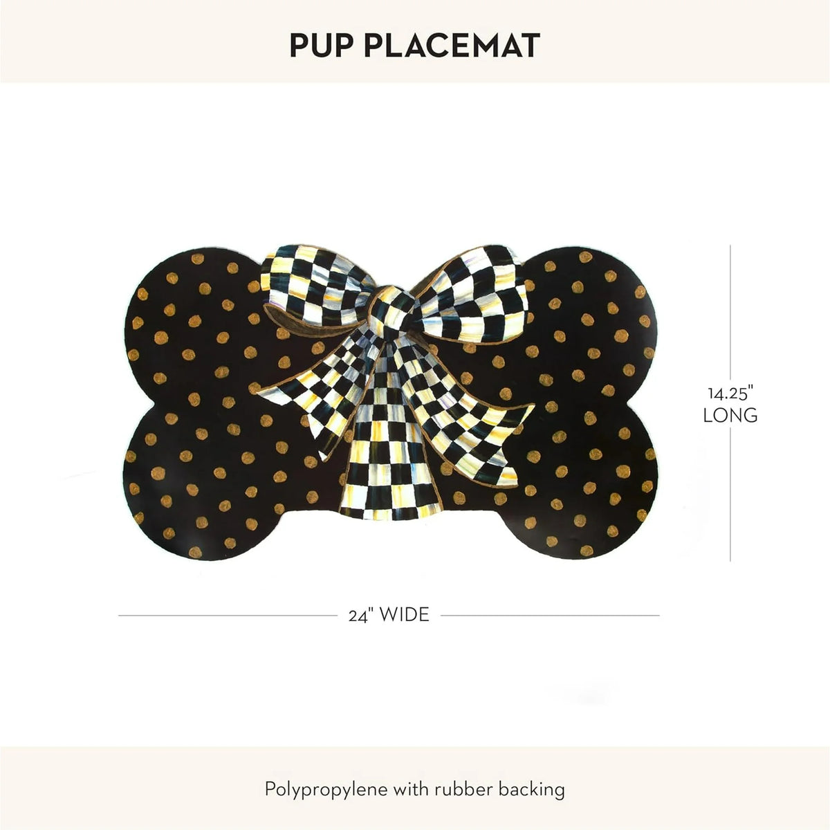 Bone-Shaped Pet Feeding Mat with Gold Dots V618261