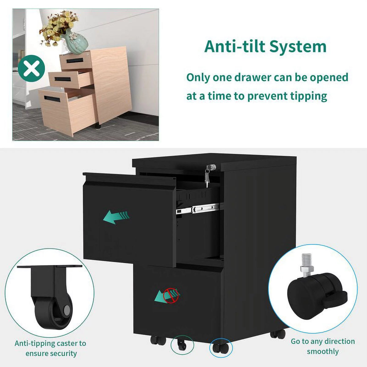 2 Drawer Locking Steel File Cabinet A495