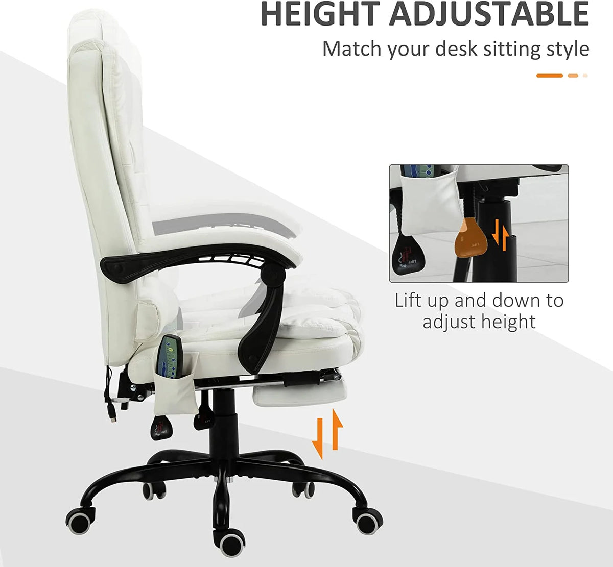 Vibrating Massage Office Chair with Footrest and Lumbar Support N882292