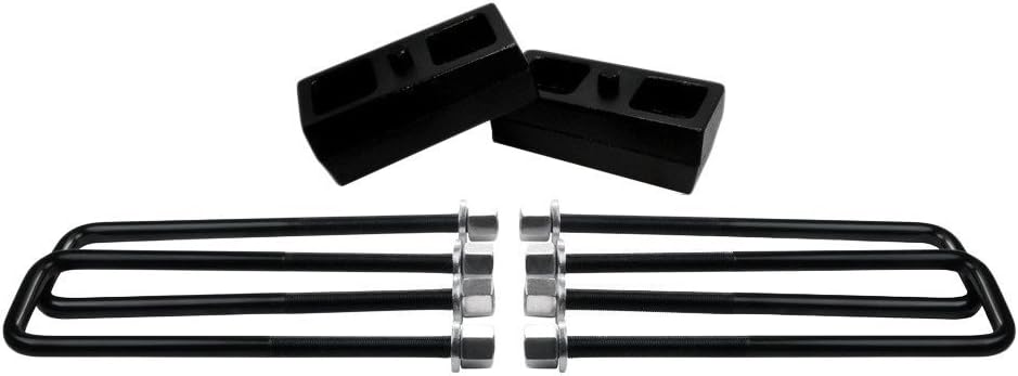 2 Rear Suspension Lift Solid Cast Iron Blocks Extra Long 12.5 Square Leaf Spring Axle U Bolts B29091