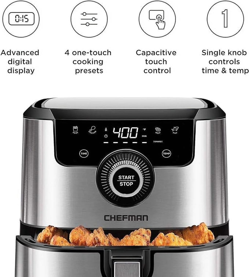 Open Box CHEFMAN Air Fryer 4.5 Qt SILVER R70520