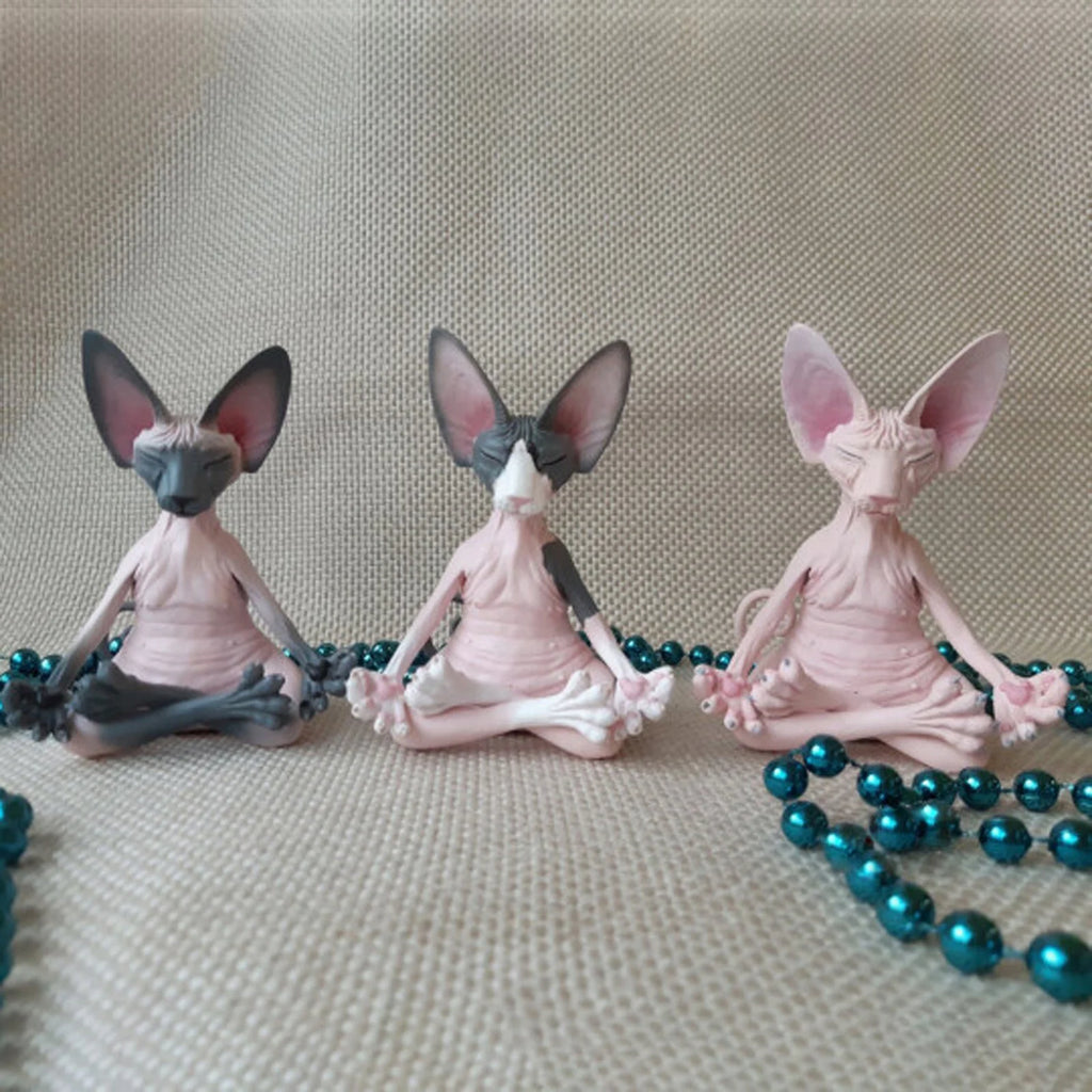 Sphynx Cat Meditate Collectible Figurines Miniature Handmade H844284
