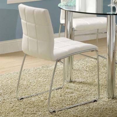 White Leatherette Side Chair Set of 2 U6253