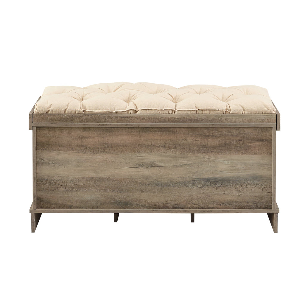 Grey Wash Tufted Storage Bench A9469