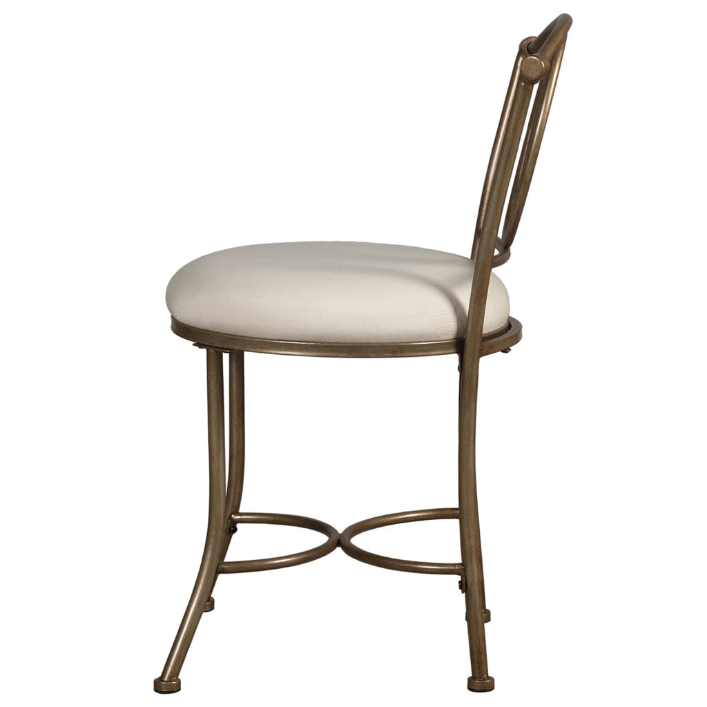Golden Bronze Upholstered Metal Vanity Stool O627