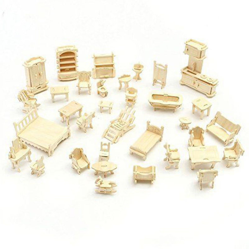 Vintage Wooden Dolls Puzzle Set House Miniature S31432