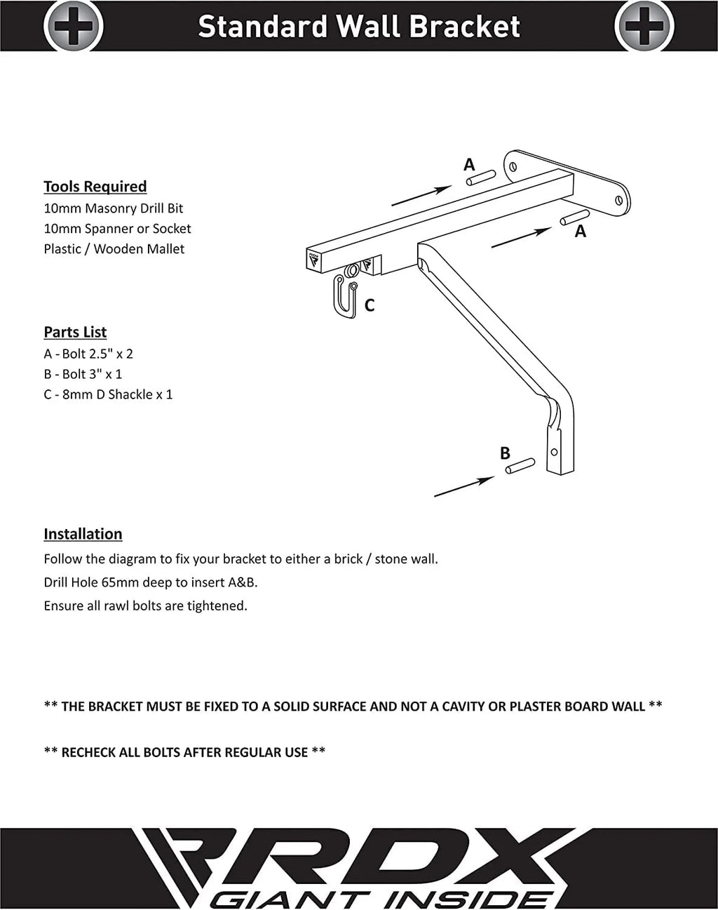 Black Iron Boxing Wall Bracket Hook P950
