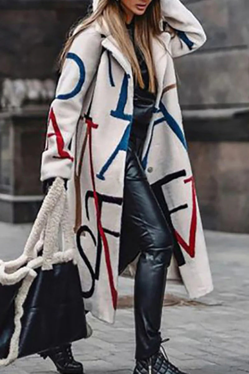 Print Patchwork Turn-back Collar Outerwear W23008