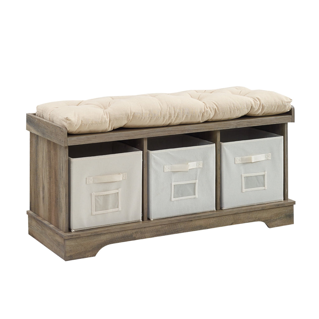 Grey Wash Tufted Storage Bench A9469