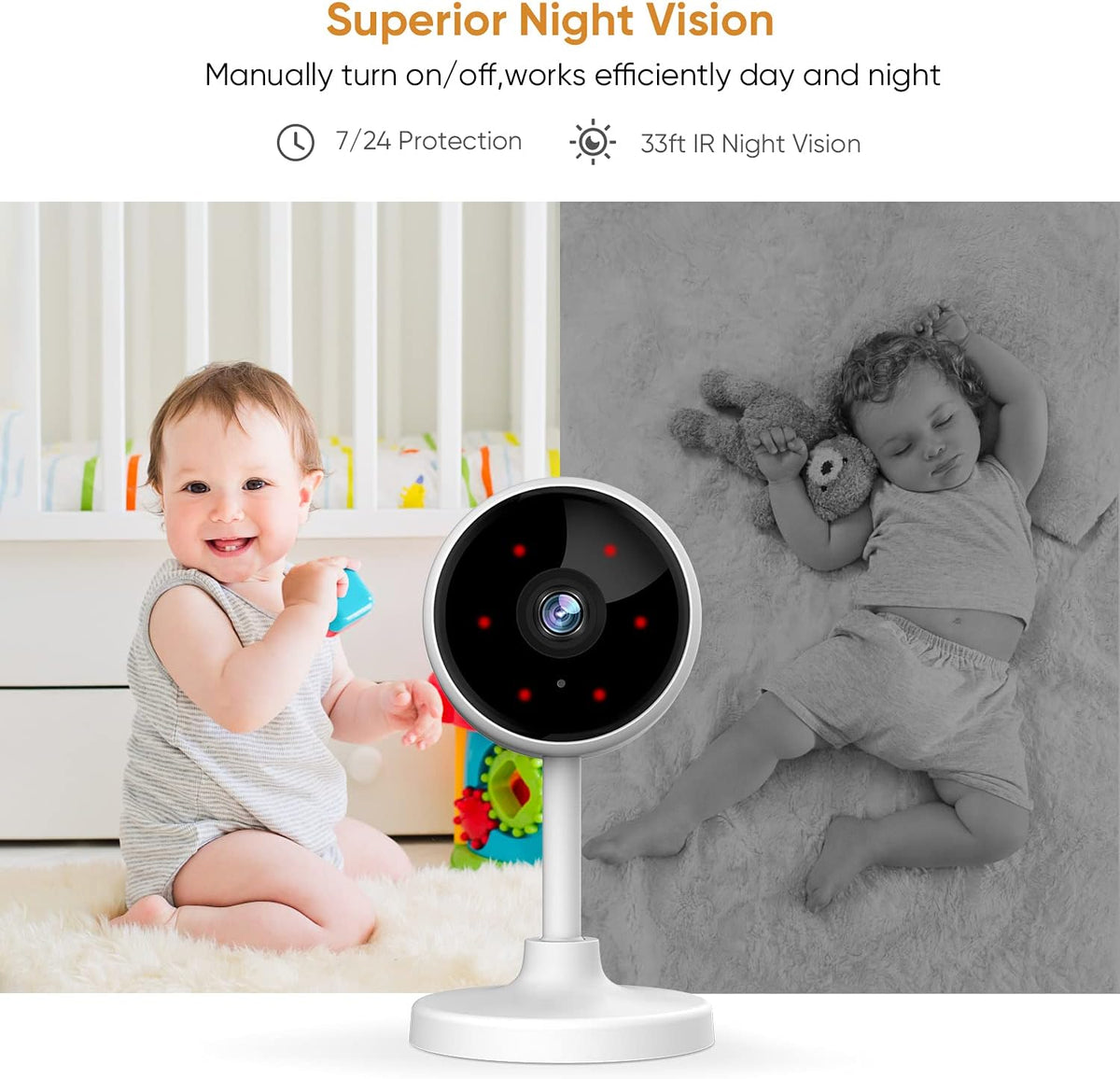 2 Pack 1080P Indoor Security Camera with Night Vision and 2-Way Audio U122818