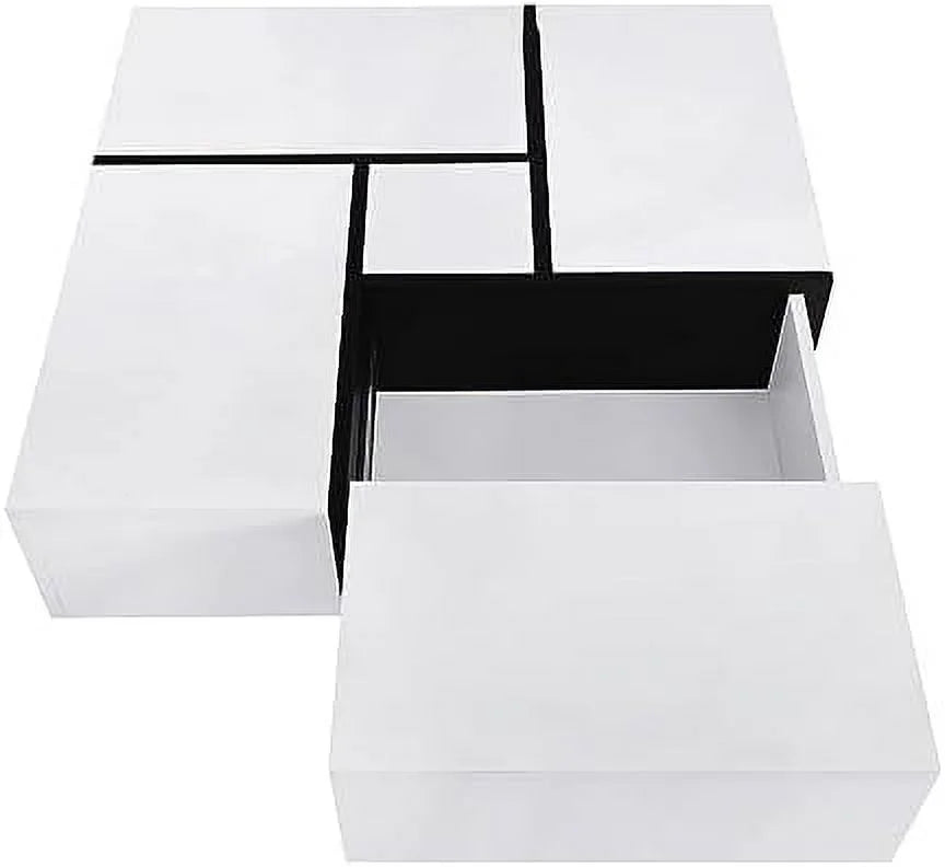 Brown Square Coffee Table with 4 Hidden Compartments A582258