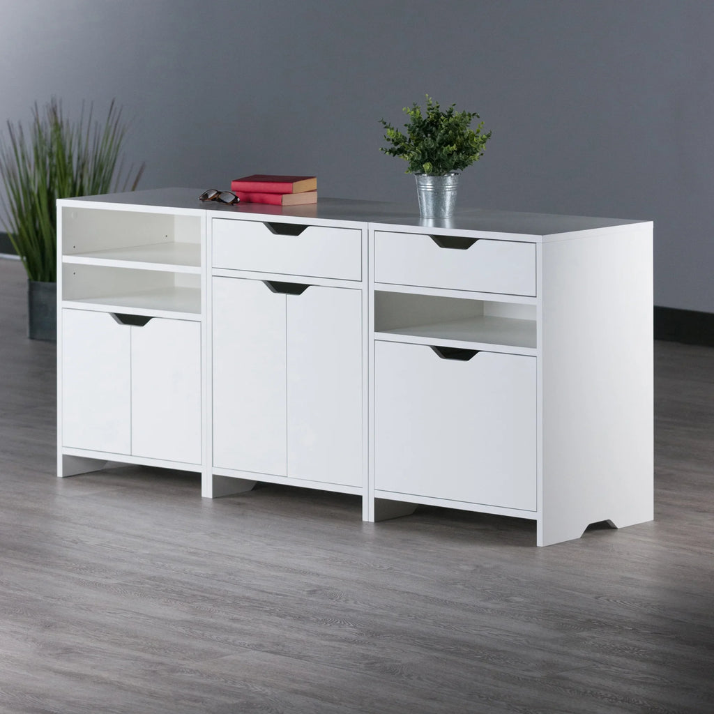 3-Pc White Storage Cabinet Set J985288